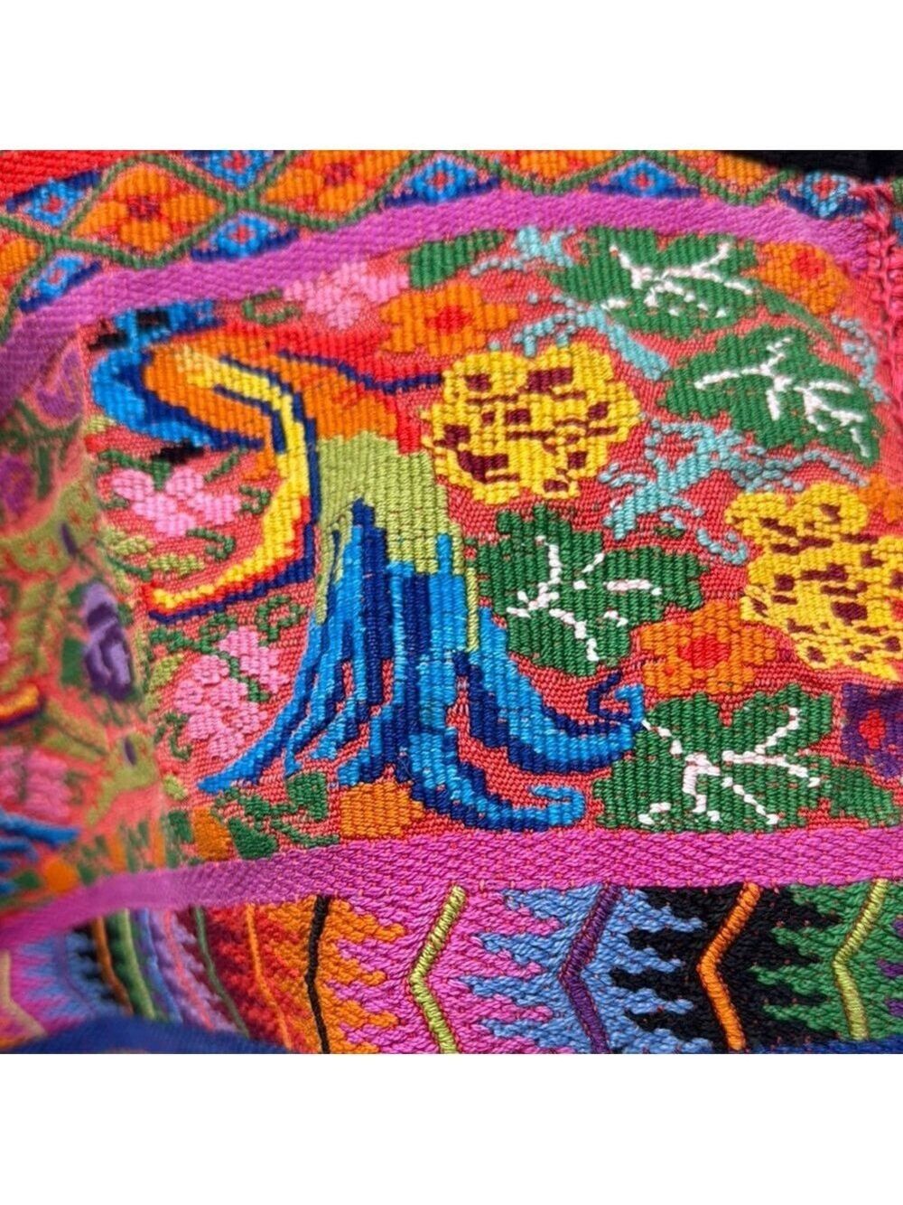 Vintage Guatemala Huipile Quetzal Birds Woven Textile Poncho - Picture 3 of 12